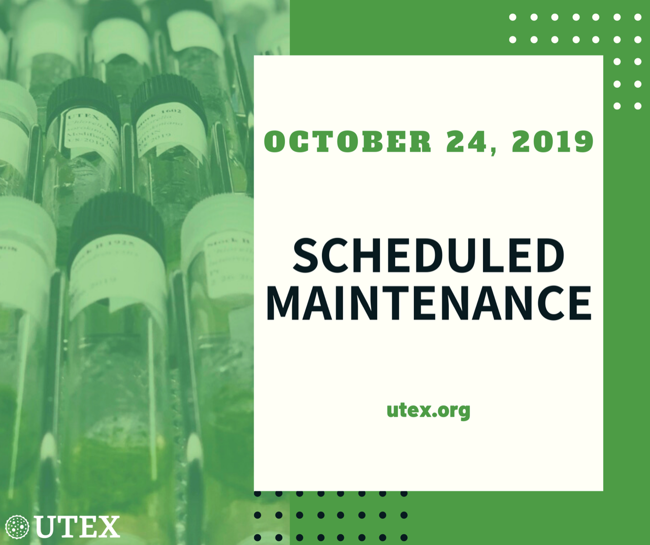 Scheduled Website Maintenance: October 24, 2019 | utex.org v2.0
